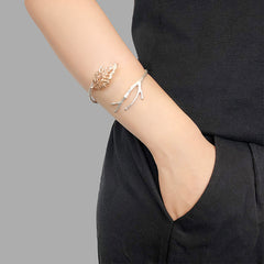 Curved Leaf on Branch Rose Gold Sterling Sliver Bangle