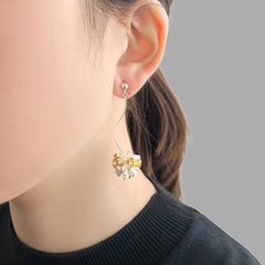 Hydrangea Dangle Gold & Sliver Sterling Silver Pierced Earrings