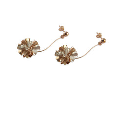 Hydrangea Dangle Rose Gold and Silver Sterling Silver Pierced Earrings