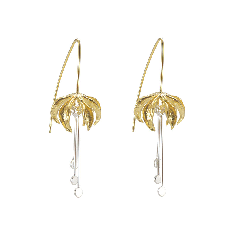 Eagle's Claw Gold and Silver Sterling Silver Pull-Thru Earrings