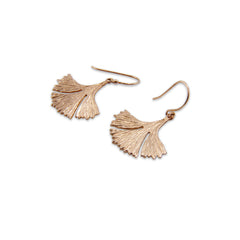 Big Gingko Leaf Rose Gold Sterling Sliver Earrings