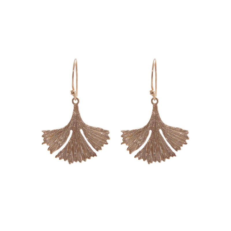 Big Gingko Leaf Rose Gold Sterling Sliver Earrings
