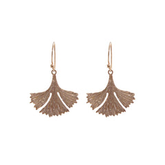 Big Gingko Leaf Rose Gold Sterling Sliver Earrings