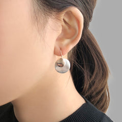 Matt Sliver Circle & Mirror Rose Gold Circle Sterling Sliver Earrings