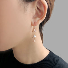 Trio Umbrella Flower Rose Gold & Sliver Sterling Sliver Earrings