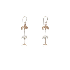 Trio Umbrella Flower Rose Gold & Sliver Sterling Sliver Earrings