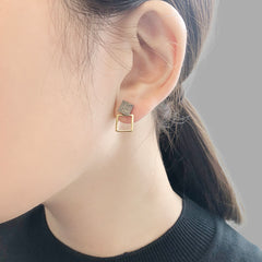 Cutout square Gold & Black Sterling Silver Earrings