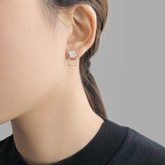 Cutout square Rose Gold & Silver Sterling Silver Earrings