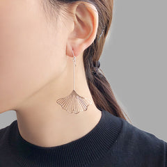 Medium Cutout Ginkgo Rose Gold Silver Sterling Silver Earrings