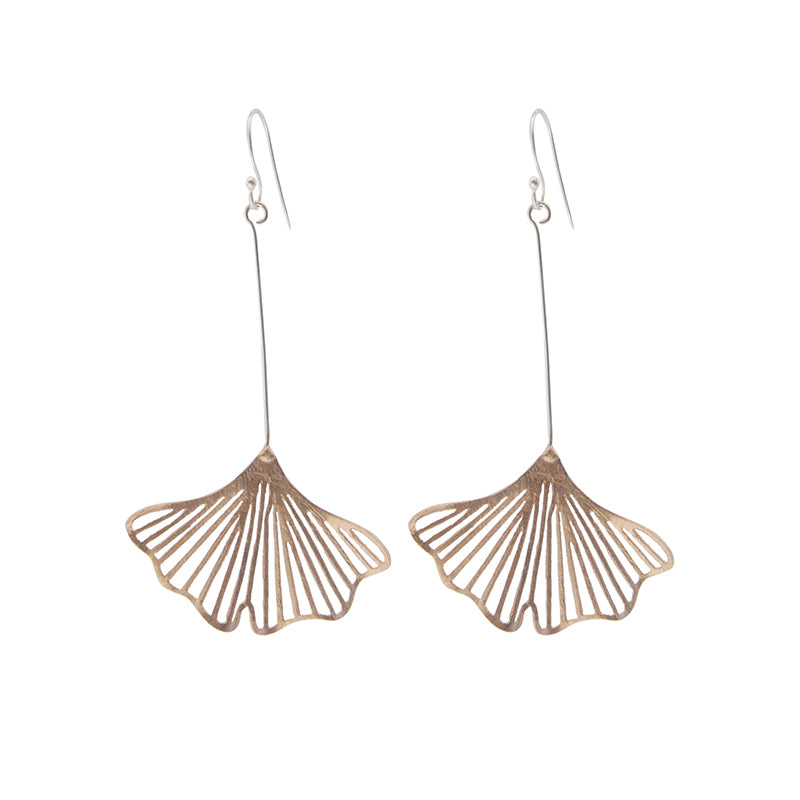 Medium Cutout Ginkgo Rose Gold Silver Sterling Silver Earrings