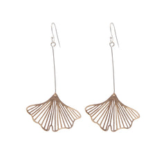 Medium Cutout Ginkgo Rose Gold Silver Sterling Silver Earrings