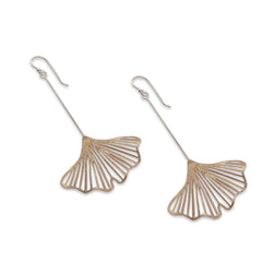 Medium Cutout Ginkgo Rose Gold Silver Sterling Silver Earrings