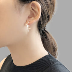 Cutout Flower branch Rose Gold Sterling Silver Earrings