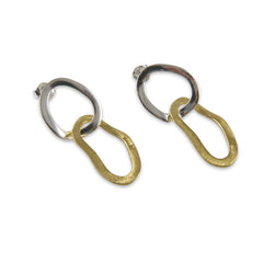 Cutout small Diamond Shinny Gold Sterling Silver Earrings