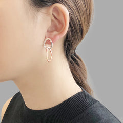 Cutout small Diamond Shinny Rose Gold Sterling Silver Earrings