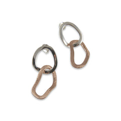 Cutout small Diamond Shinny Rose Gold Sterling Silver Earrings