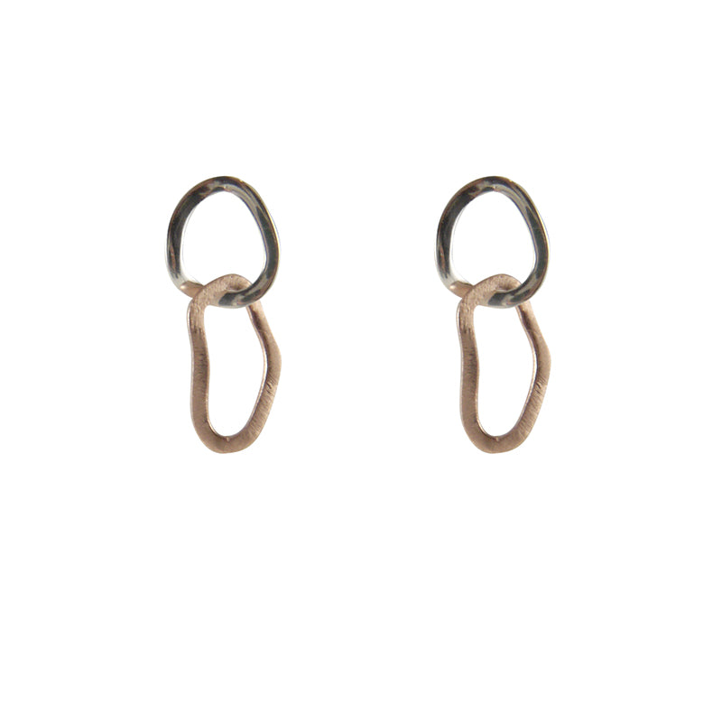 Cutout small Diamond Shinny Rose Gold Sterling Silver Earrings