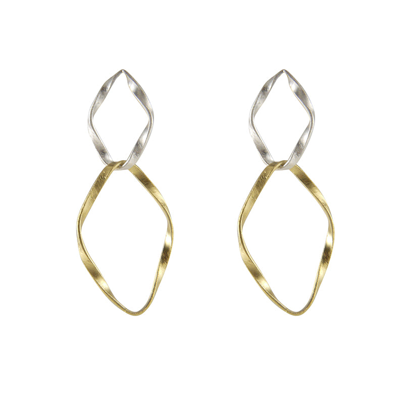 Cutout big Diamond Shinny Gold Sterling Silver Earrings