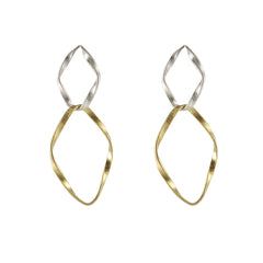 Cutout big Diamond Shinny Gold Sterling Silver Earrings