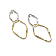 Cutout big Diamond Shinny Gold Sterling Silver Earrings