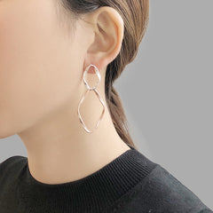 Cutout big Diamond Shinny Rose Gold Sterling Silver Earrings