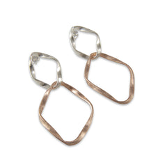 Cutout big Diamond Shinny Rose Gold Sterling Silver Earrings