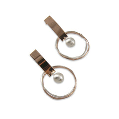 Cutout big circle with drop solid ball Rose Gold Sterling Silver Earrings