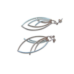 6 cured bar Rose Gold Sterling Silver Earrings