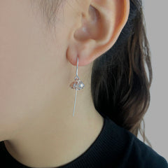 3 little flowers Rose Gold Sterling Silver Earrings