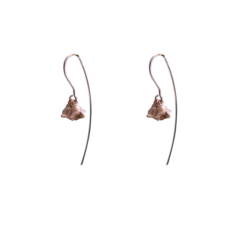3 little flowers Rose Gold Sterling Silver Earrings