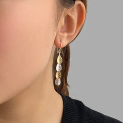 4 small leaves Silver and Gold Sterling Silver Earrings