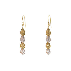 4 small leaves Silver and Gold Sterling Silver Earrings