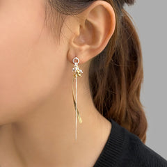Mini Balls with Long Curved Chain Silver and Gold Sterling Sliver Earrings