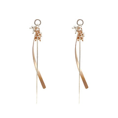 Mini Balls with Long Curved Chain Silver and Rose Gold Sterling Sliver Earrings