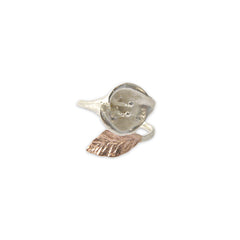 Big flower small leaf Rose Gold Sterling Ring