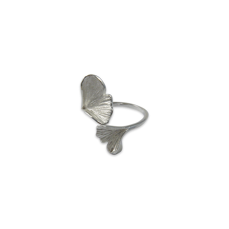 Double Ginkgo Leaf Sterling Sliver Ring