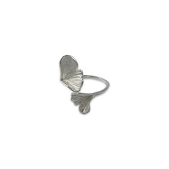 Double Ginkgo Leaf Sterling Sliver Ring