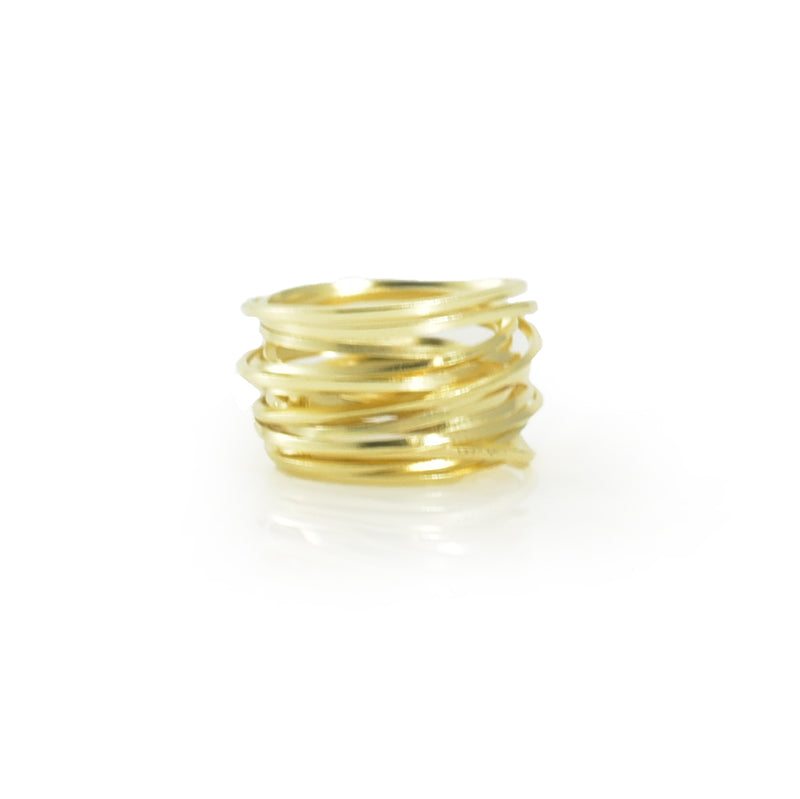 Thick Multi-line Gold Sterling Sliver Ring