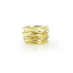 Thick Multi-line Gold Sterling Sliver Ring