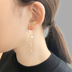 Trio Fresh Water Pearl 10K Gold Loops Earrings