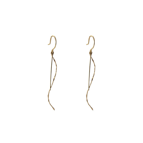 Duo Short bar 10K real gold earrings