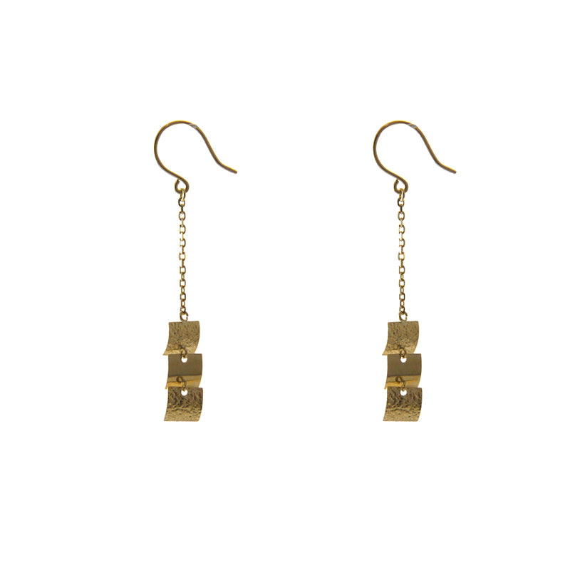 Triple Mini Square 18K Gold earrings