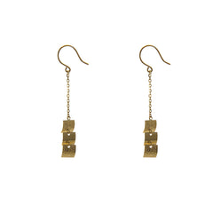 Triple Mini Square 18K Gold earrings