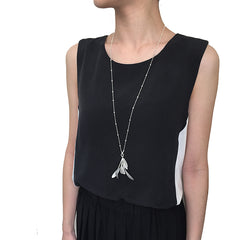 Spatulate Octave Silver Long Necklace