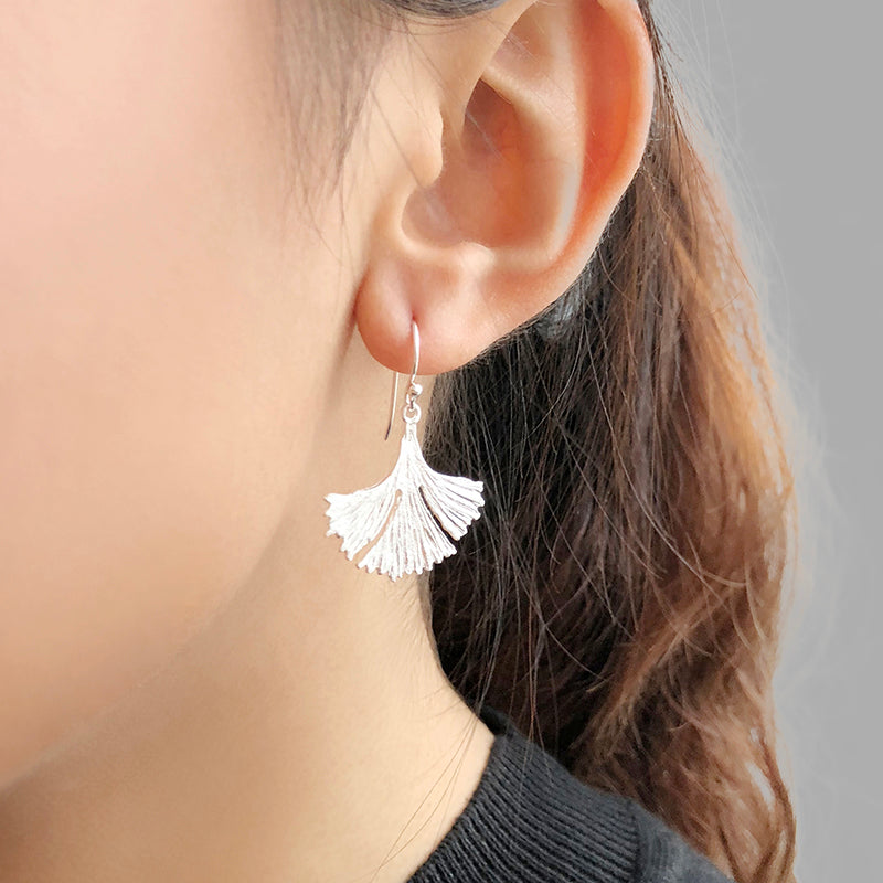 Big Gingko Leaf Sterling Sliver Earrings