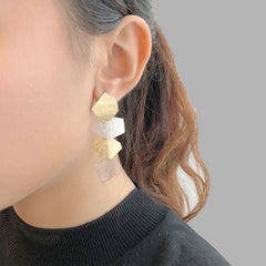 Hexagon Quartet Gold & Sliver Sterling Silver Pierced Earrings