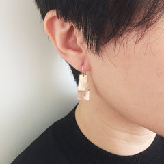 Triple Square Rose Gold Sterling Silver Earrings