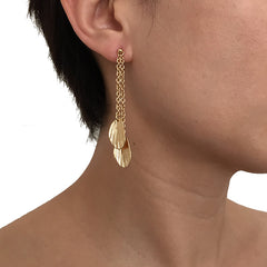 Double Leaf Set Gold Studs