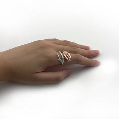 Curved Leaf Rose Gold Sterling Sliver Ring