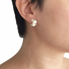 Geometric Moon Sterling Silver Studs